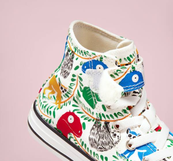 Converse Chuck Taylor All Star Easy-On Multicolored Animals High Tops Shoes White / Multicolor / Black | CV-827IST