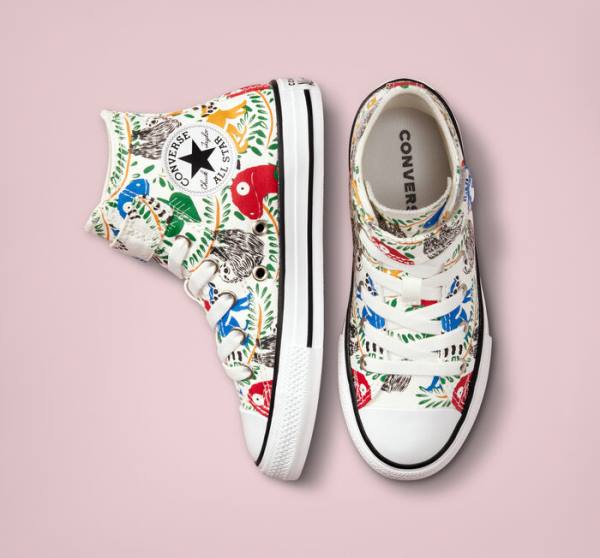 Converse Chuck Taylor All Star Easy-On Multicolored Animals High Tops Shoes White / Multicolor / Black | CV-827IST