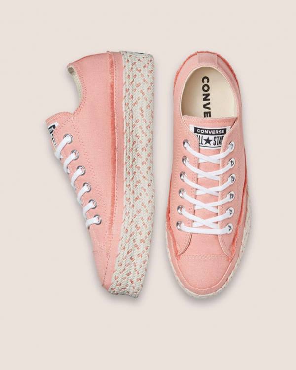 Converse Chuck Taylor All Star Espadrille Platform Low Tops Shoes Pink | CV-520RBF