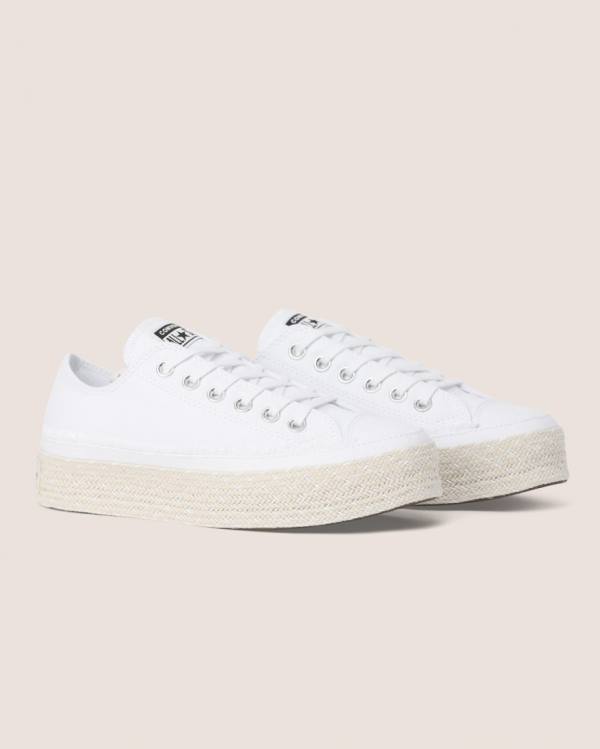 Converse Chuck Taylor All Star Espadrille Platform Low Tops Shoes White | CV-720CSQ