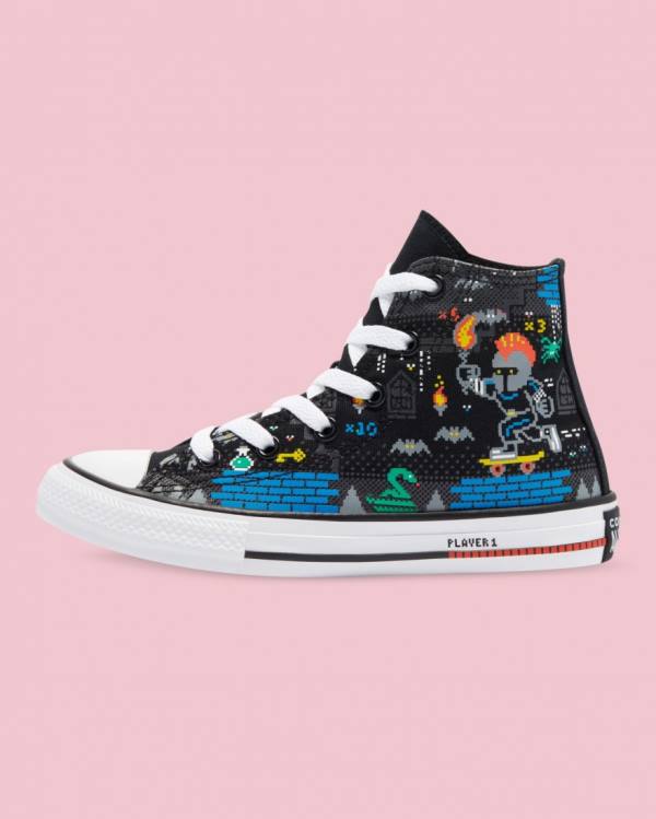 Converse Chuck Taylor All Star Gamer Print High Tops Shoes Black | CV-063THB