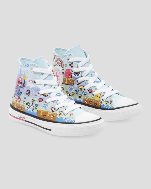 Converse Chuck Taylor All Star Girls Gamer High Tops Shoes Blue Pink White | CV-967BPA