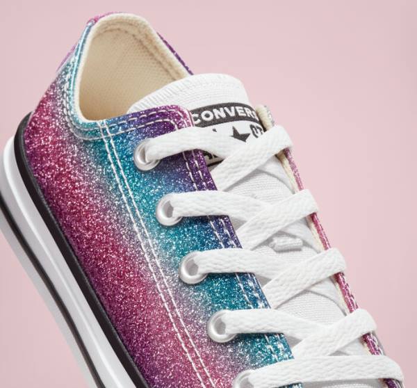 Converse Chuck Taylor All Star Glitter Drip Low Tops Shoes White / Beige White / Purple | CV-583UBG