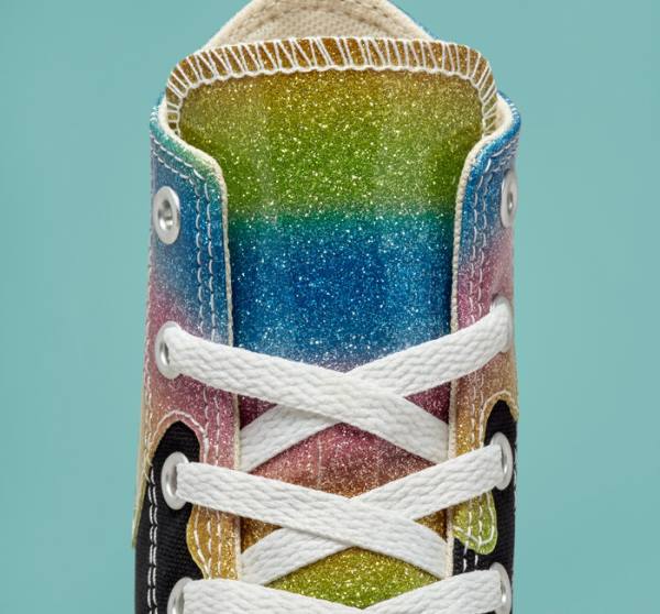 Converse Chuck Taylor All Star Glitter Drip High Tops Shoes Black / Beige White / Pink | CV-860IOL