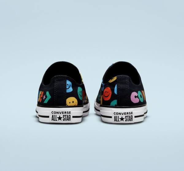 Converse Chuck Taylor All Star Happy Faces Low Tops Shoes Black | CV-675XLS