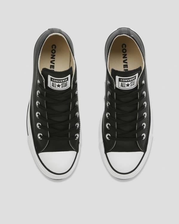 Converse Chuck Taylor All Star Lift Clean Leather Low Tops Shoes Black | CV-625TOL