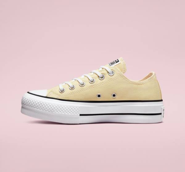 Converse Chuck Taylor All Star Lift Platform Seasonal Color Low Tops Shoes Lemon / Black / White | CV-864MFW