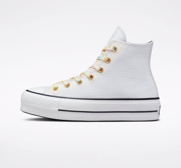 Converse Chuck Taylor All Star Lift Platform Splatter High Tops Shoes White / White | CV-918DEG