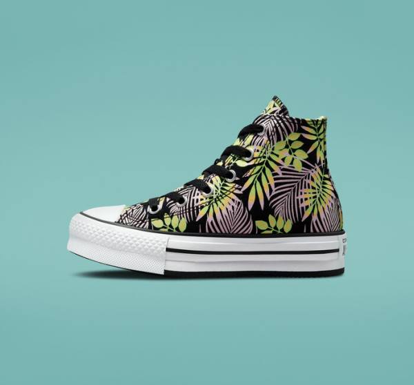 Converse Chuck Taylor All Star Lift Platform Bright Plants High Tops Shoes Black / Pink / Light Green | CV-975NDR