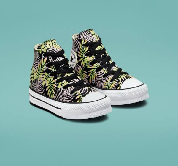 Converse Chuck Taylor All Star Lift Platform Bright Plants High Tops Shoes Black / Pink / Light Green | CV-975NDR