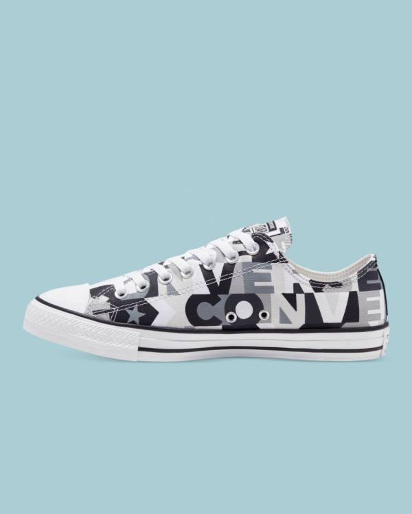 Converse Chuck Taylor All Star Logo Print Low Tops Shoes Black | CV-297EGQ