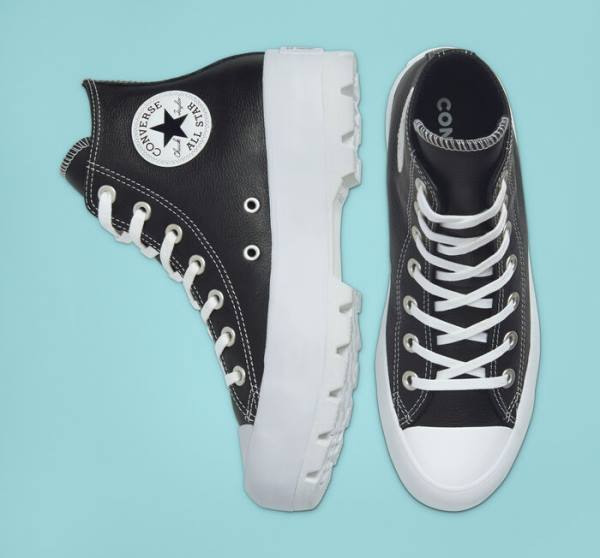 Converse Chuck Taylor All Star Lugged Leather High Tops Shoes Black / White | CV-517CJN