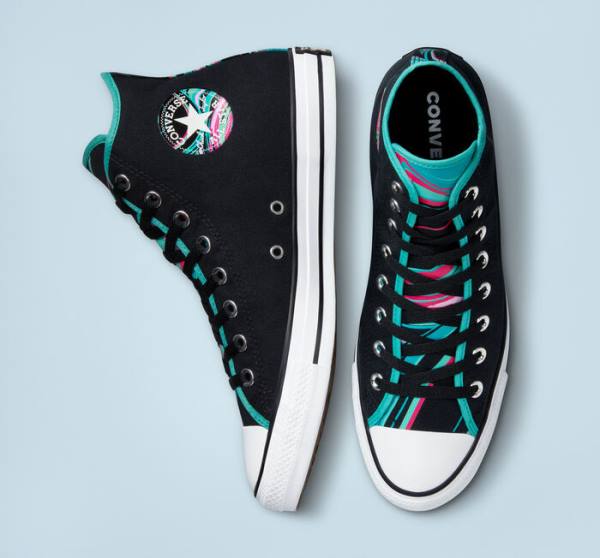 Converse Chuck Taylor All Star Marbled High Tops Shoes Black / Multicolor / White | CV-726LYK