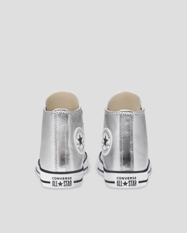 Converse Chuck Taylor All Star Metallic High Tops Shoes Silver | CV-013ISL