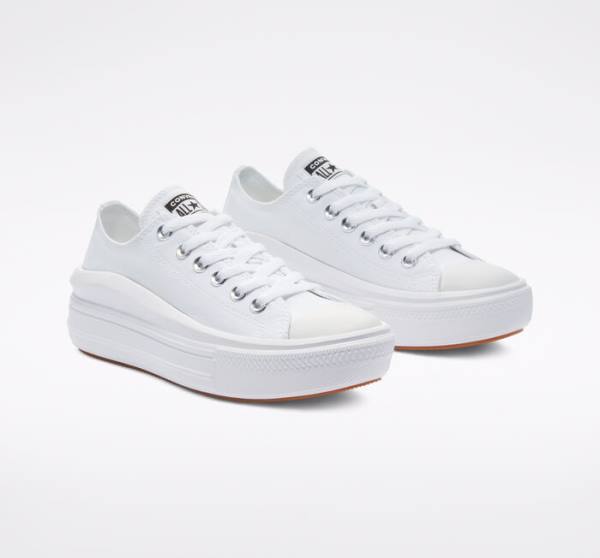 Converse Chuck Taylor All Star Move Platform Low Tops Shoes White / White / White | CV-480OUC