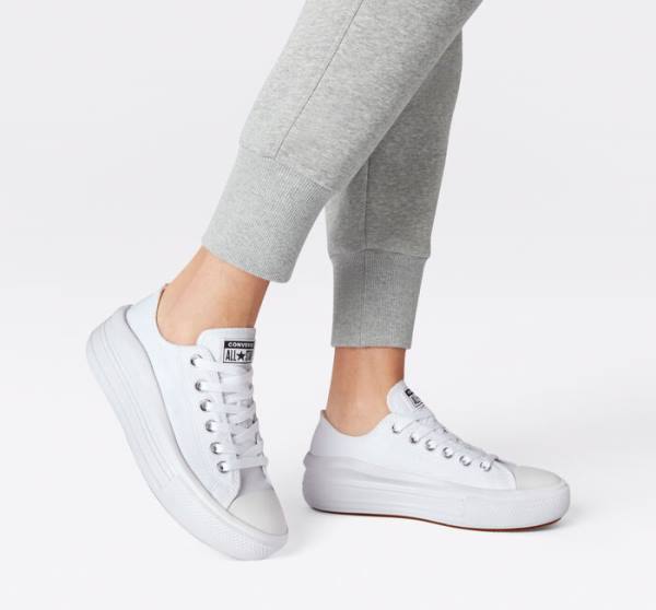 Converse Chuck Taylor All Star Move Platform Low Tops Shoes White / White / White | CV-480OUC