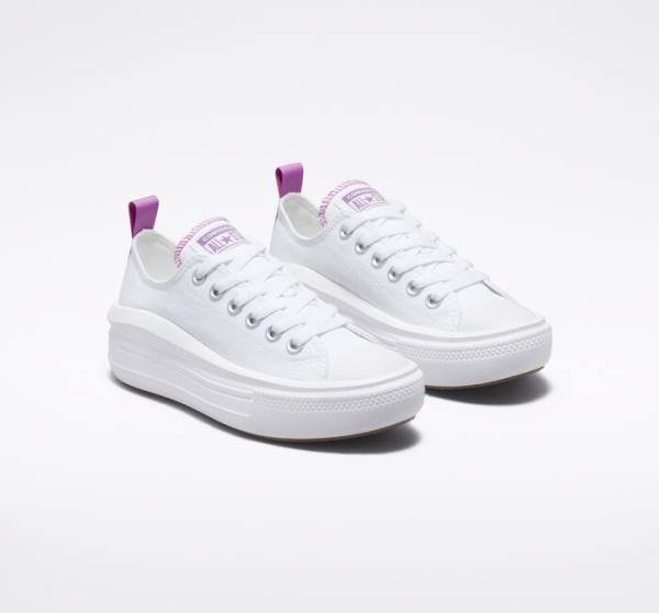 Converse Chuck Taylor All Star Move Platform Low Tops Shoes White / Purple / White | CV-547VRM