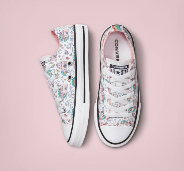 Converse Chuck Taylor All Star Rainbow Castles Low Tops Shoes White / Pink / Turquoise | CV-324TSP