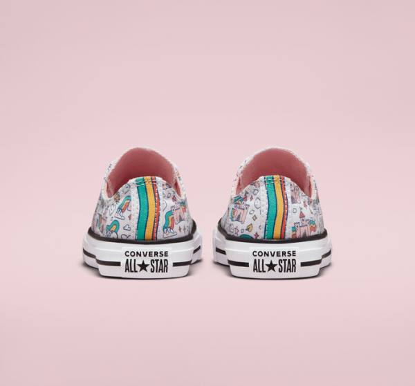 Converse Chuck Taylor All Star Rainbow Castles Low Tops Shoes White / Pink / Turquoise | CV-324TSP