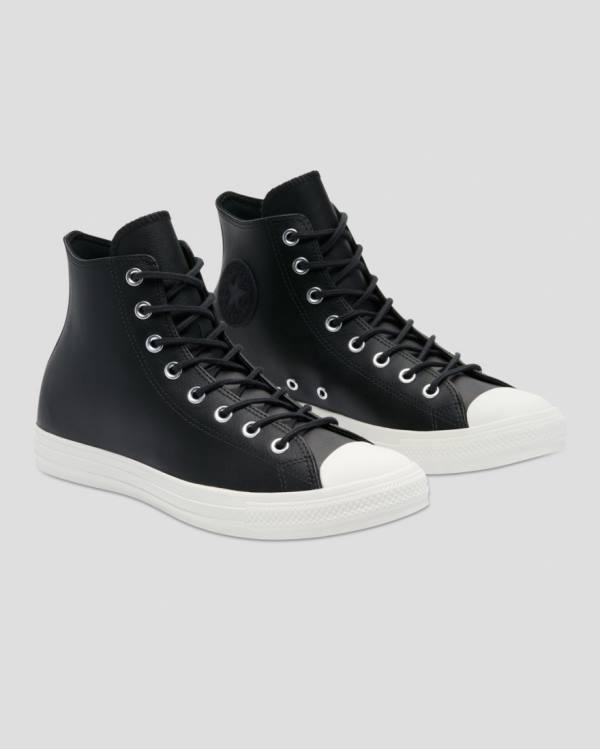 Converse Chuck Taylor All Star Seasonal Leather High Tops Shoes Black | CV-924ZVJ