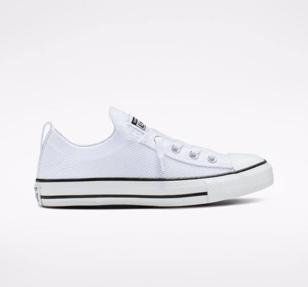 Converse Chuck Taylor All Star Shoreline Knit Slip Low Tops Shoes White / Black / White | CV-639YIS