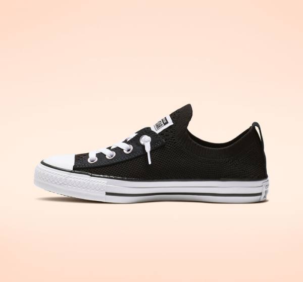 Converse Chuck Taylor All Star Shoreline Knit Slip Low Tops Shoes Black / White | CV-743WUN