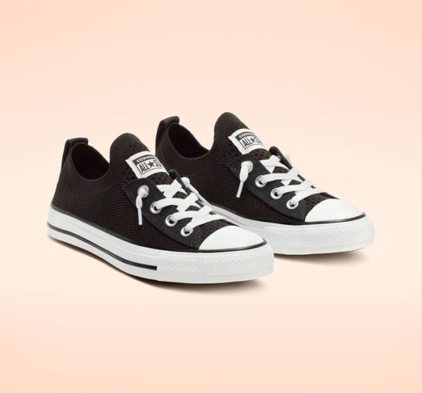 Converse Chuck Taylor All Star Shoreline Knit Slip Low Tops Shoes Black / White | CV-743WUN