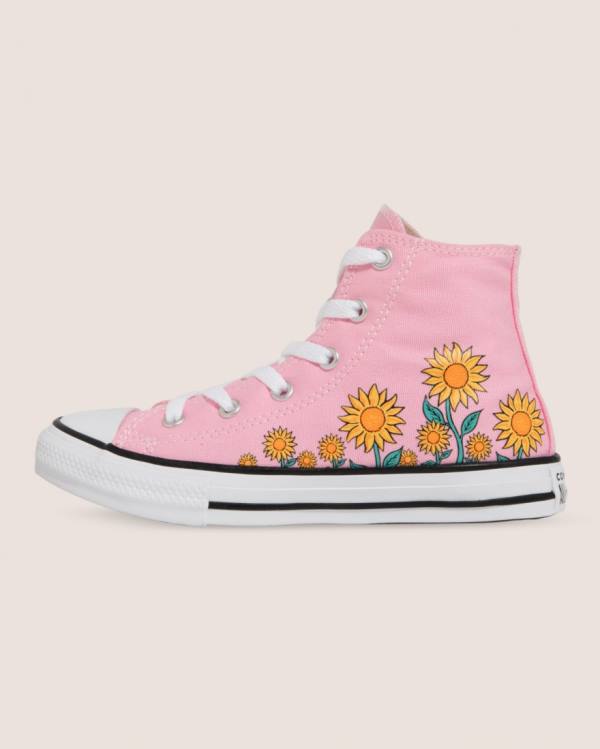 Converse Chuck Taylor All Star Sunflower Print High Tops Shoes Pink | CV-249JKX