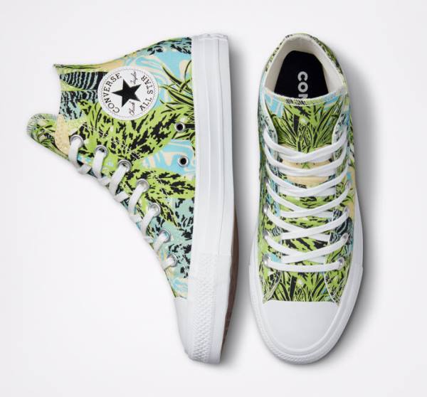 Converse Chuck Taylor All Star Tropical Florals High Tops Shoes Light Green / White | CV-089LWM