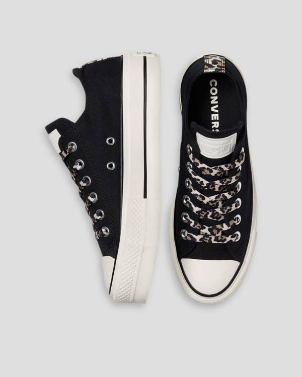 Converse Chuck Taylor Lift Archive Print Platform Low Tops Shoes Black | CV-945HFK