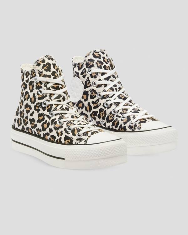 Converse Chuck Taylor Lift Leopard Print Platform High Tops Shoes Leopard | CV-432GXV