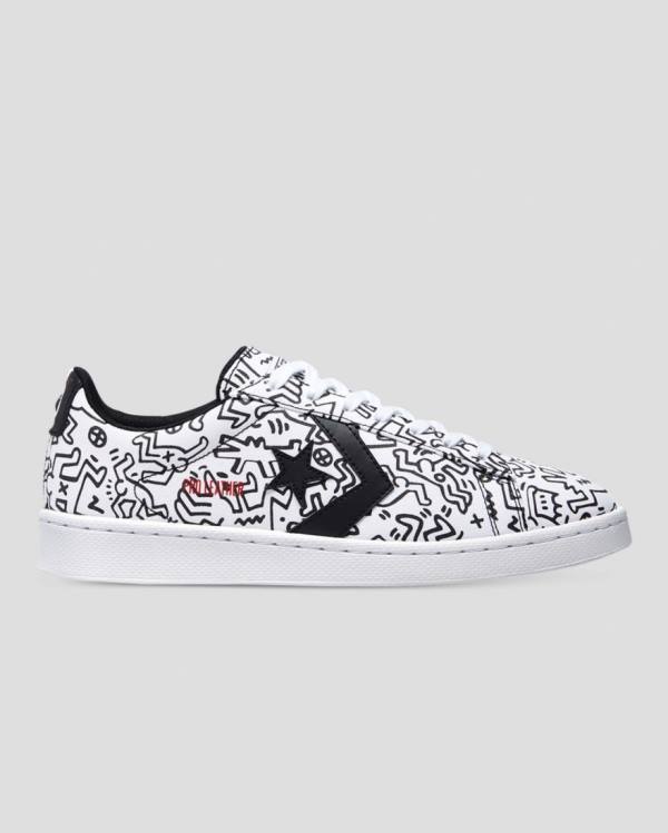 Converse Keith Haring Pro Leather Low Tops Shoes White Black Red | CV-059KQH