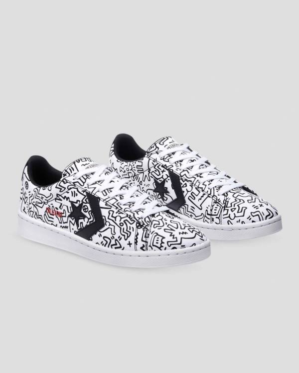 Converse Keith Haring Pro Leather Low Tops Shoes White Black Red | CV-651NJH