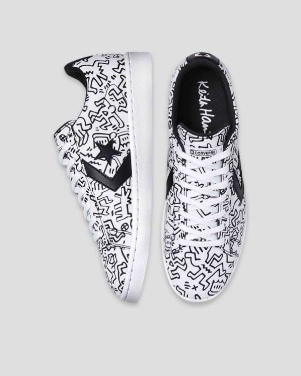 Converse Keith Haring Pro Leather Low Tops Shoes White Black Red | CV-651NJH