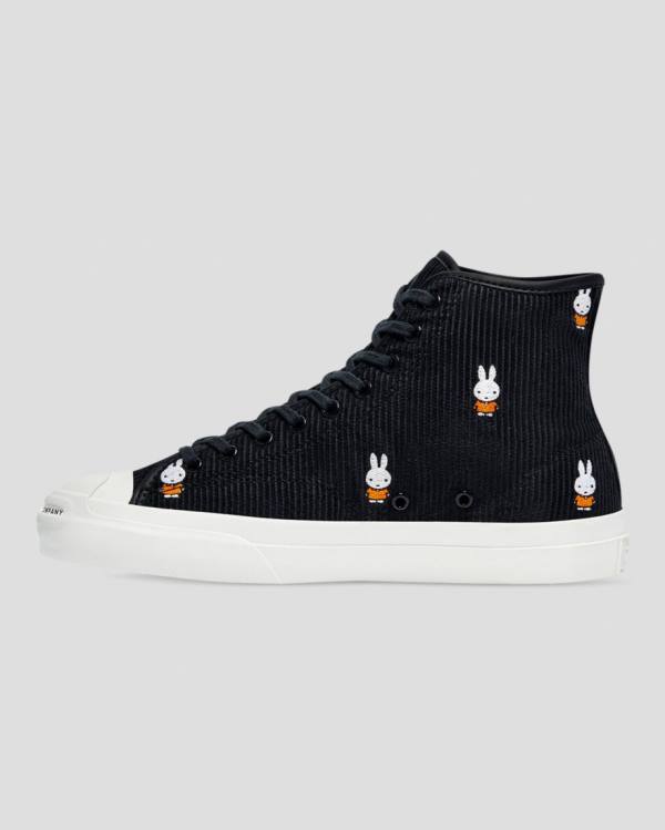 Converse Pop Trading Miffy Jack Purcell Pro Corduroy High Tops Shoes Black | CV-856BQK