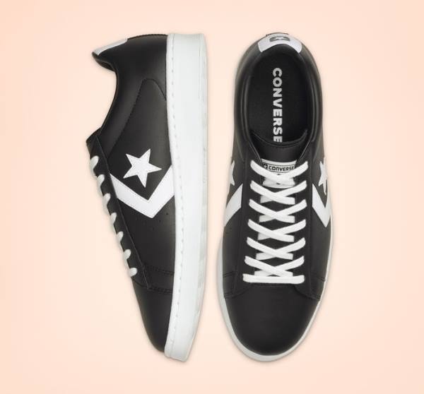 Converse Pro Leather Low Tops Shoes Black / White | CV-486SER