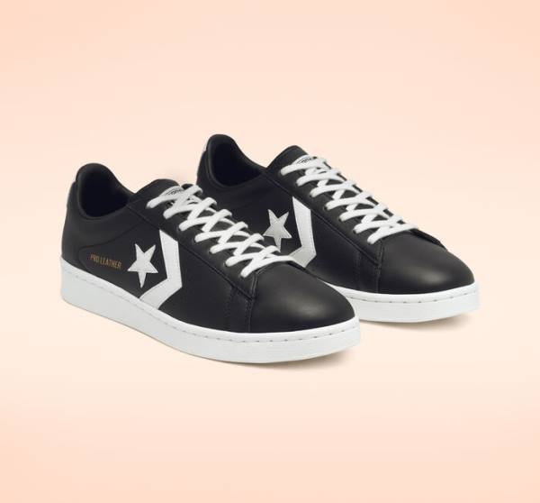 Converse Pro Leather Low Tops Shoes Black / White | CV-486SER