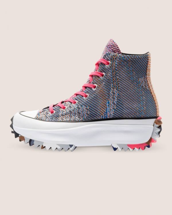 Converse Run Star Hike Knit Print High Tops Shoes Blue Red | CV-915TWX