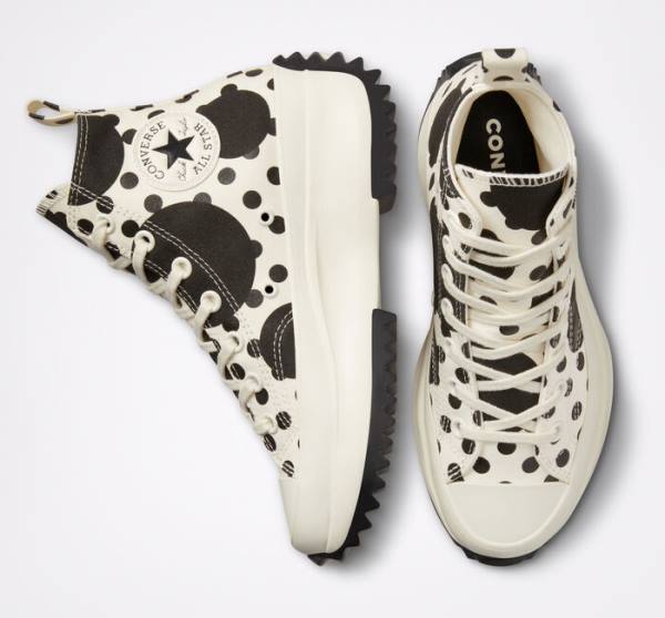 Converse Run Star Hike Platform Polka Dots High Tops Shoes Black | CV-320PWD