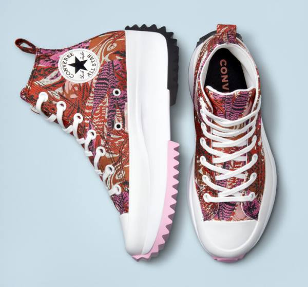 Converse Run Star Hike Platform Tropical Florals High Tops Shoes Orange / Black / White | CV-105DRF