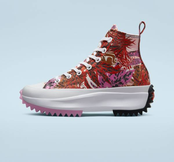 Converse Run Star Hike Platform Tropical Florals High Tops Shoes Orange / Black / White | CV-463NMF